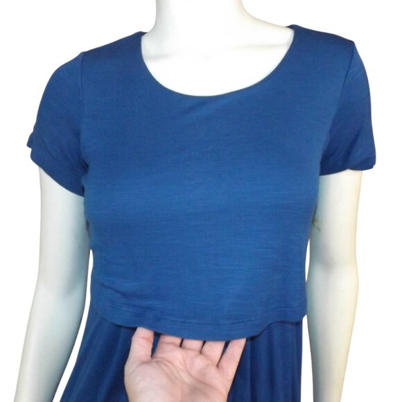 J.JILL Dress, XSP Petite, Blue, Layered, Short sleeve, Stretch, Pockets, buttons - Picture 2 of 13